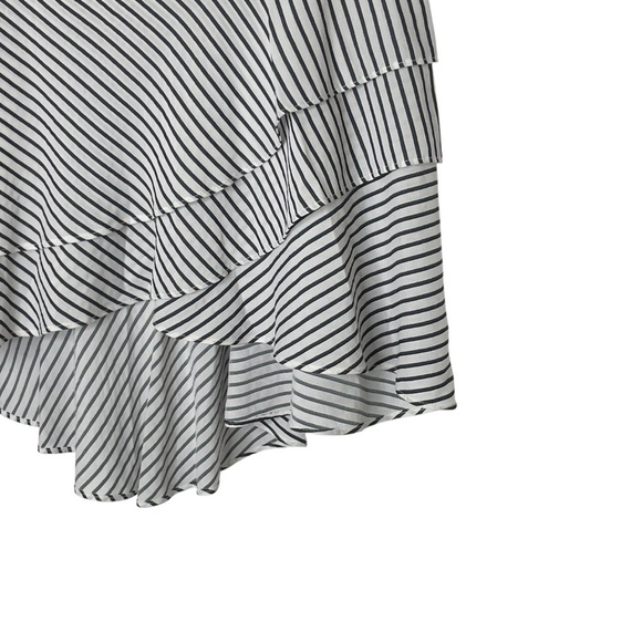 Ann Taylor Cream and Black Stripe Ruffle High Low Skirt size 6P - Picture 5 of 10